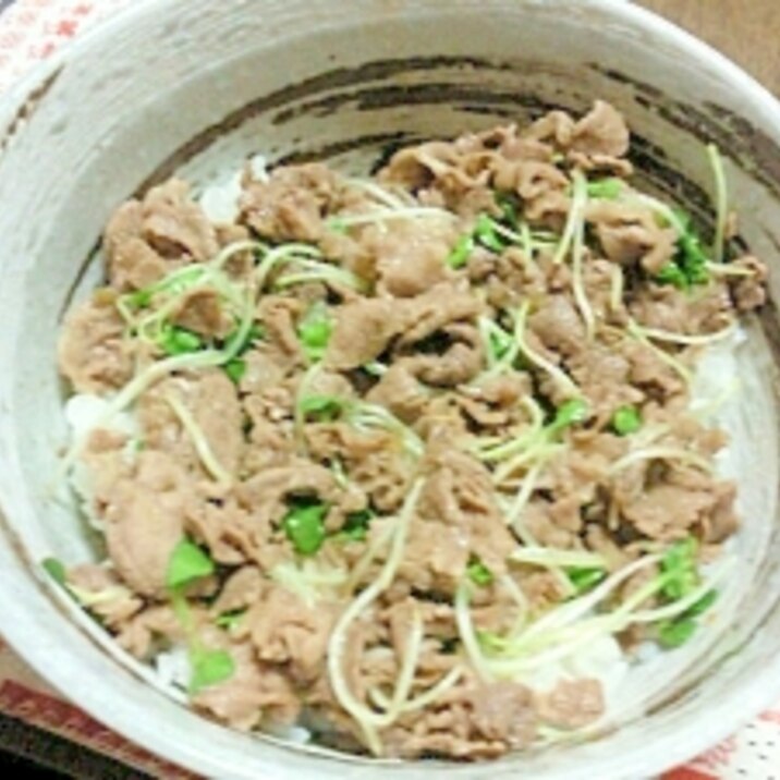 かいわれたっぷり牛肉のゆず胡椒炒め